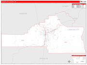 Carson City County Wall Map Red Line Style